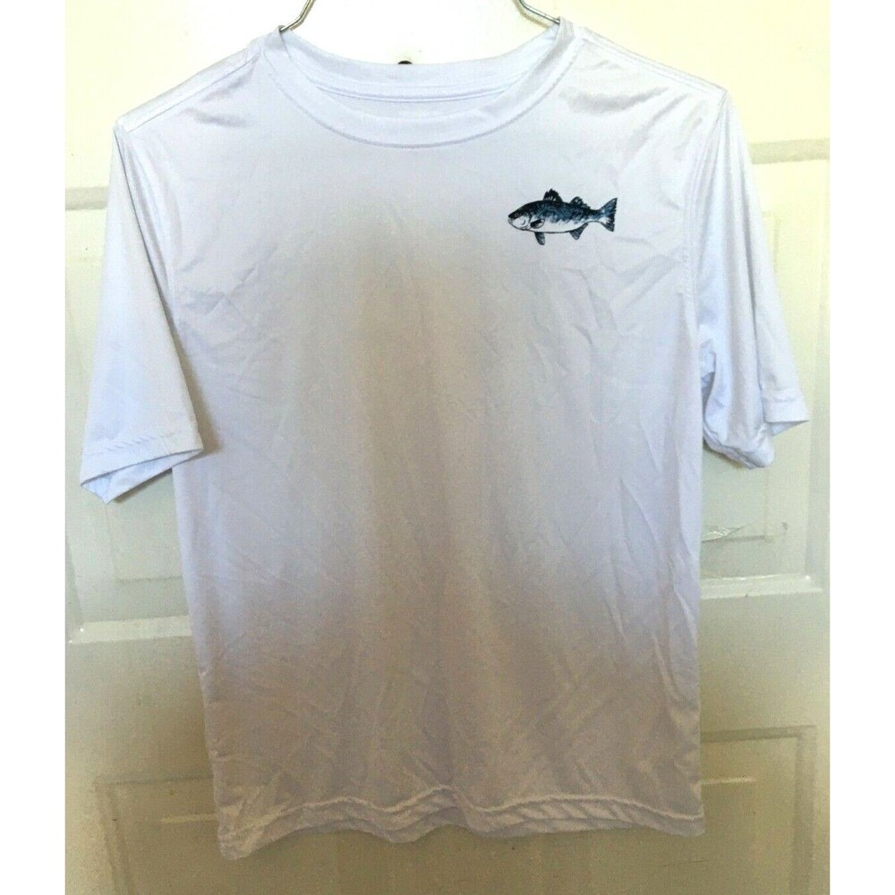 First Wave Boy's Shirt White Blue Fish !4/16 Short Sleeve NWOT Free Shipping
